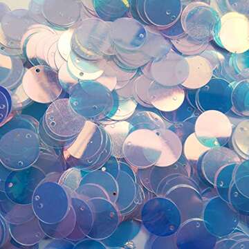 Flat Round Sequin Paillettes Iridescent Transparent Loose Sequins Crystal Iridescent Spangles for DIY Crafts, Embroidery 200pack