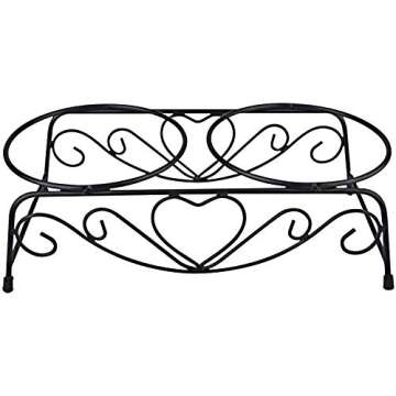 Stainless Steel Raised Pet Bowls wtih Double Dog Cat Food and Water Feeder Dish Retro Iron Elevated Stand for Pet (M)