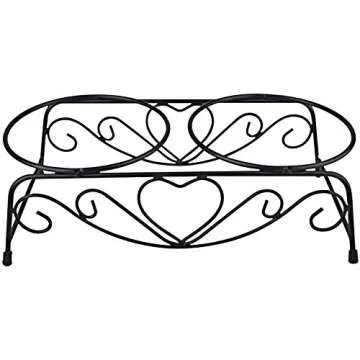Stainless Steel Raised Pet Bowls wtih Double Dog Cat Food and Water Feeder Dish Retro Iron Elevated Stand for Pet (M)