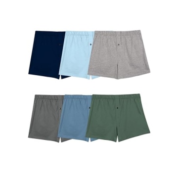 Fruit of the Loom mens Tag-free (Knit & Woven) Boxer Shorts, Knit - 6 Pack Assorted Colors, Medium U...