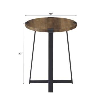 Walker Edison Anastasia Modern Metal Wrap X Base Accent Table, 18 Inch, Rustic Oak