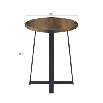Walker Edison Anastasia Modern Metal Wrap X Base Accent Table, 18 Inch, Rustic Oak