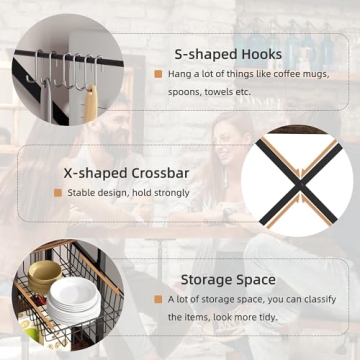 Bakers Rack with Power Outlet & USB Ports for Kitchen