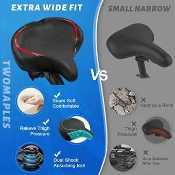 Twomaples Extra Wide Bicycle Seat for Ultimate Comfort