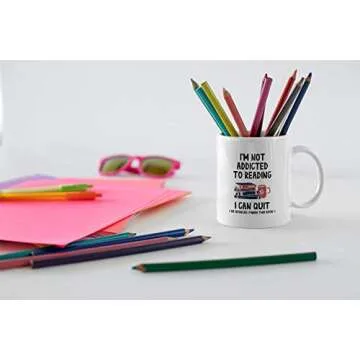 Funny Book Reading Gifts. I'm Not Addicted To Reading I Can Quit 11 oz Librarian/Bookworm Coffee Mug. Birthday Present Idea for Readers and Literature Lovers.