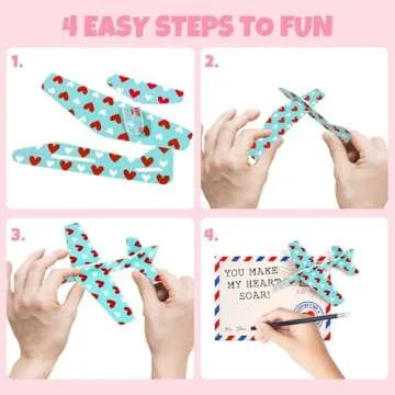 Gerigity 28 Pack Airplane Valentines Day Cards for Kids with Foam Airplanes, Perfect School and Classroom Valentines Day Exchange Gifts