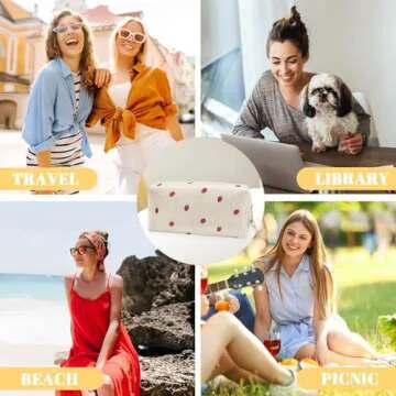 dark swan Makeup Bag Pouch Corduroy Strawberry Cosmetic Bag, Travel Makeup Bag, Travel Toiletry Bag Organizer Cute Makeup Brushes Storage Bag for Women (Beige)