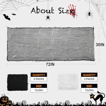 Land Guard 6Pcs Halloween Gauze Cloth, Creepy Cloth, 30×72 Inch Creepy Fabric Halloween for Haunted...