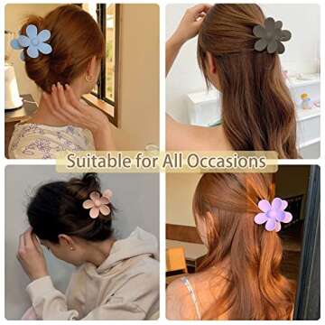Stylish 12 PCS Flower Hair Claw Clips for All Hair Types