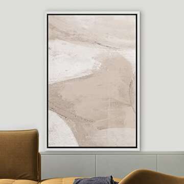 Zenobia Framed Canvas Print Wall Art Brown Gray Pastel Paintstroke Landscape Abstract Shapes Illustr...