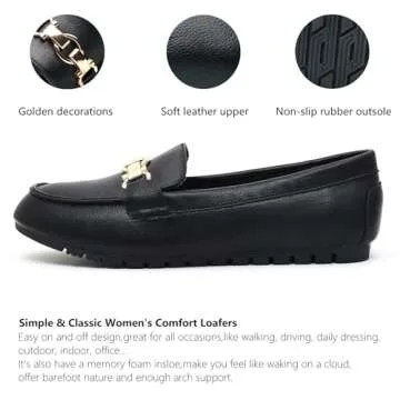 Cvistpieo Loafers for Women - Premium Comfortable Slip-On Work Shoes Black