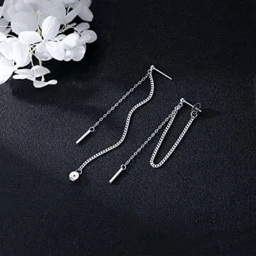 SLUYNZ 925 Sterling Silver Bar Dangle Earrings for Women