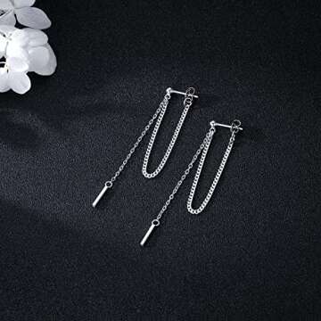 SLUYNZ 925 Sterling Silver Bar Dangle Earrings for Women