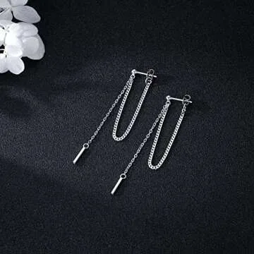 SLUYNZ 925 Sterling Silver Bar Dangle Earrings for Women