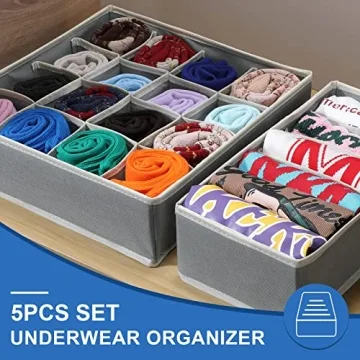 5 Pack Sock Underwear Organizer for Easy Storage and Style