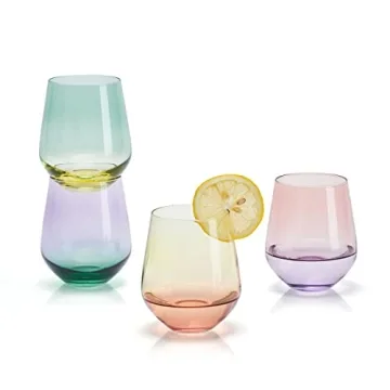 Mikasa Chroma Stemless Wine Glasses Set of 4 - Elegant Design