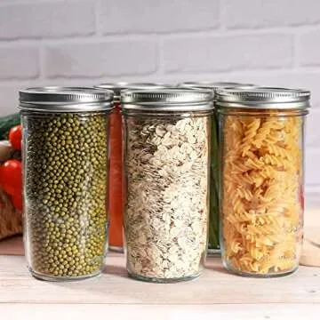 Ieavier Mason Jars Wide Mouth 24oz, 6 pack Glass Pickle Canning Jars Food Storage With Airtight Mason Jar lids and Bands for Canning, Preserving, Fermenting, Pickling, DIY Projects
