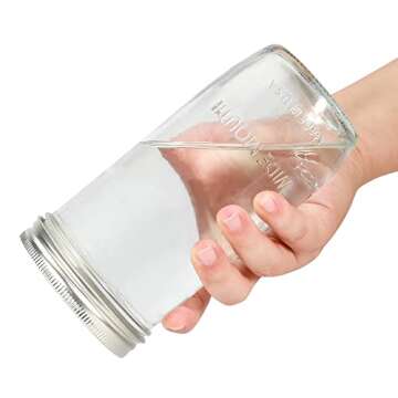 Ieavier Mason Jars Wide Mouth 24oz, 6 pack Glass Pickle Canning Jars Food Storage With Airtight Mason Jar lids and Bands for Canning, Preserving, Fermenting, Pickling, DIY Projects