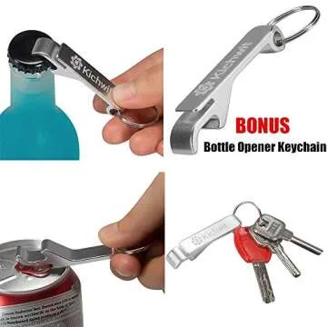Kichwit Jar Opener for Small and Medium Jar Lids, Bottle Opener Keychain Included