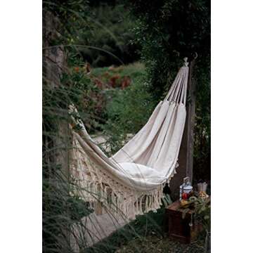 RISEON Handmade Boho Large Brazilian Macrame Fringe 2 Person Double Deluxe Hammock Swing Net Chair f...