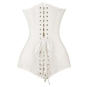 Charmian Women's 26 Steel Boned Cotton Long Torso Hourglass Body Shaper Corset White Small