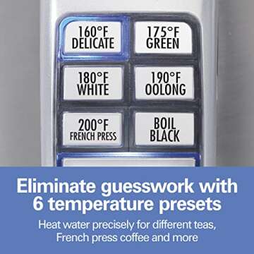 Hamilton Beach 1.7 Liter Temperature Control Electric Kettle, Water Boiler & Heater, Fast 1500 Watts, BPA Free, Cordless, Auto-Shutoff and Boil-Dry Protection, Stainless Steel (41020R)