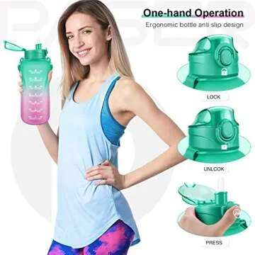 Motivational Half Gallon Water Bottle with Straw - Leakproof