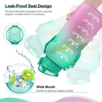 Motivational Half Gallon Water Bottle with Straw - Leakproof