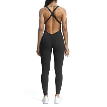 Aoxjox Women's Cross Back Workout Jumpsuit - Stylish & Comfortable