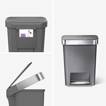 simplehuman 45 Liter Kitchen Trash Can with Soft-Close Lid