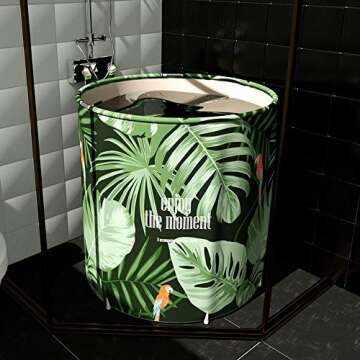 Portable Foldable Bathtub,Folding Spa BathTub for Adults,31 inches Freestanding Soaking Tub,Efficient maintenance of temperature,Ideal for Hot bath ice bath,Green