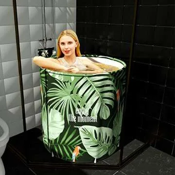 Portable Foldable Bathtub,Folding Spa BathTub for Adults,31 inches Freestanding Soaking Tub,Efficient maintenance of temperature,Ideal for Hot bath ice bath,Green