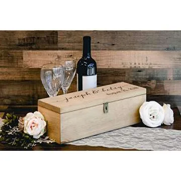 Personalized Engraved Wine Box - First Names and Vintage, Custom Text