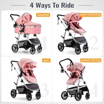 Hagaday Baby Stroller with Bassinet, Adjustable & Foldable