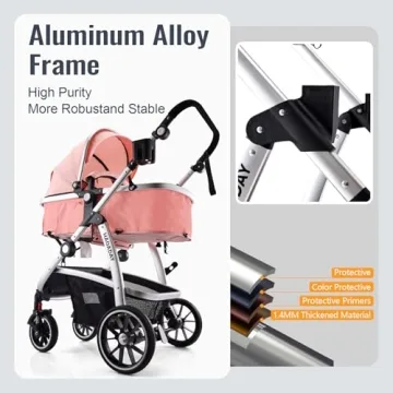 Hagaday Baby Stroller with Bassinet, Adjustable & Foldable