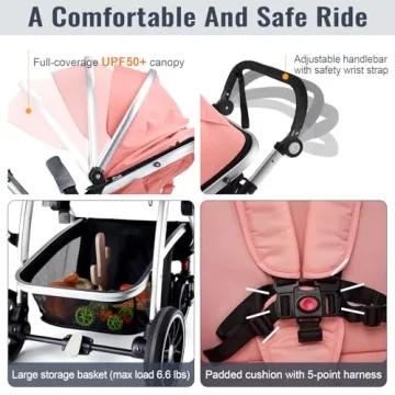 Hagaday Baby Stroller with Bassinet, Adjustable & Foldable