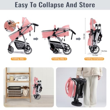 Hagaday Baby Stroller with Bassinet, Adjustable & Foldable