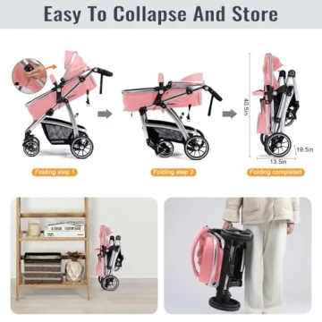 Hagaday Baby Stroller with Bassinet, Adjustable & Foldable