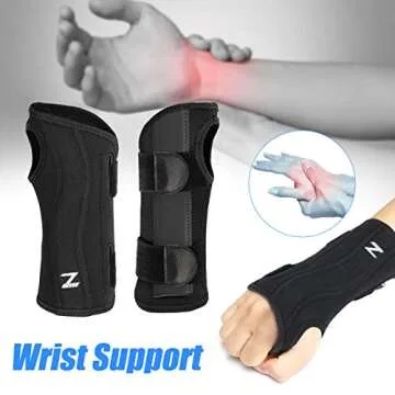 Carpal Tunnel Wrist Brace, Night Sleep Wrist Support, Removable Metal Wrist Splint for Men, Women, Tendinitis, Bowling, Sports Injuries Pain Relief - Left