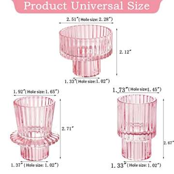 IYOUYA Pink Glass Candle Holders Set for All Occasions
