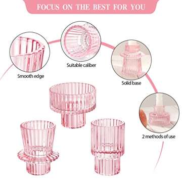 IYOUYA Pink Glass Candle Holders Set for All Occasions