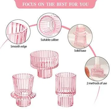 IYOUYA Pink Glass Candle Holders Set for All Occasions