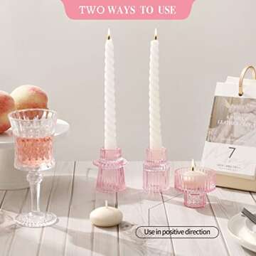 IYOUYA Pink Glass Candle Holders Set for All Occasions