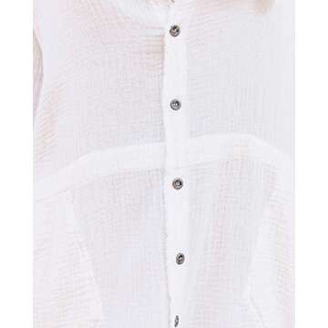 iGENJUN Women's White Dress Sun Dress Cover ups for Swimwear Button Down Plus Size Summer Dresses with Pockets Spring 2023,M,White