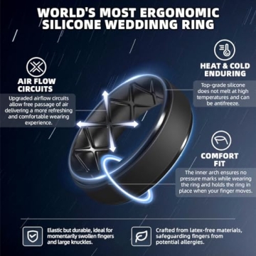 Egnaro Silicone Wedding Bands for Men - 7/4/1 Rings