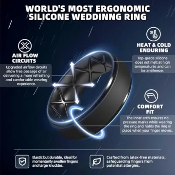 Egnaro Silicone Wedding Bands for Men - 7/4/1 Rings
