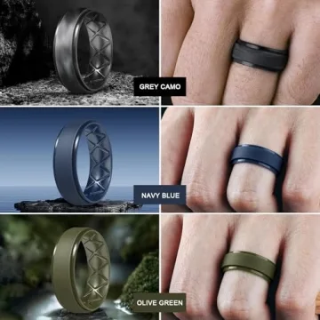 Egnaro Silicone Wedding Bands for Men - 7/4/1 Rings