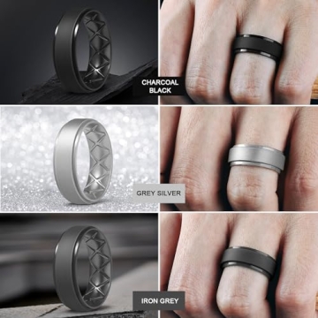 Egnaro Silicone Wedding Bands for Men - 7/4/1 Rings