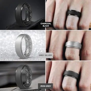 Egnaro Silicone Wedding Bands for Men - 7/4/1 Rings