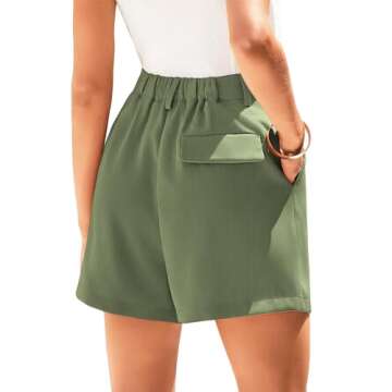 KIRUNDO Women's Shorts 2025 Trendy Summer Dressy Elastic High Waisted Pleated Business Casual Work S...